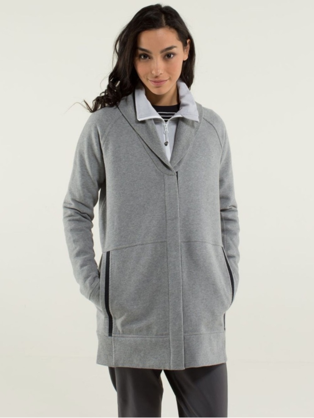 Lululemon Yin to my Yang Longline Button-Up Cardigan in Heathered Gray Medium